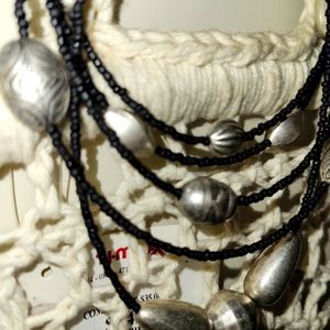 Silver beaded necklace
